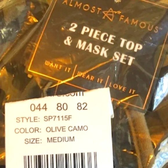 Almost Famous Olive Camo Mask and T-Shirt Dress SZ M - Picture 4 of 10